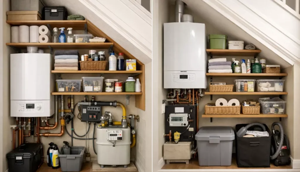 Boiler or meter cupboard underneath stairs