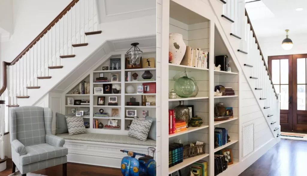 Built-in shelving Underneath Stairs