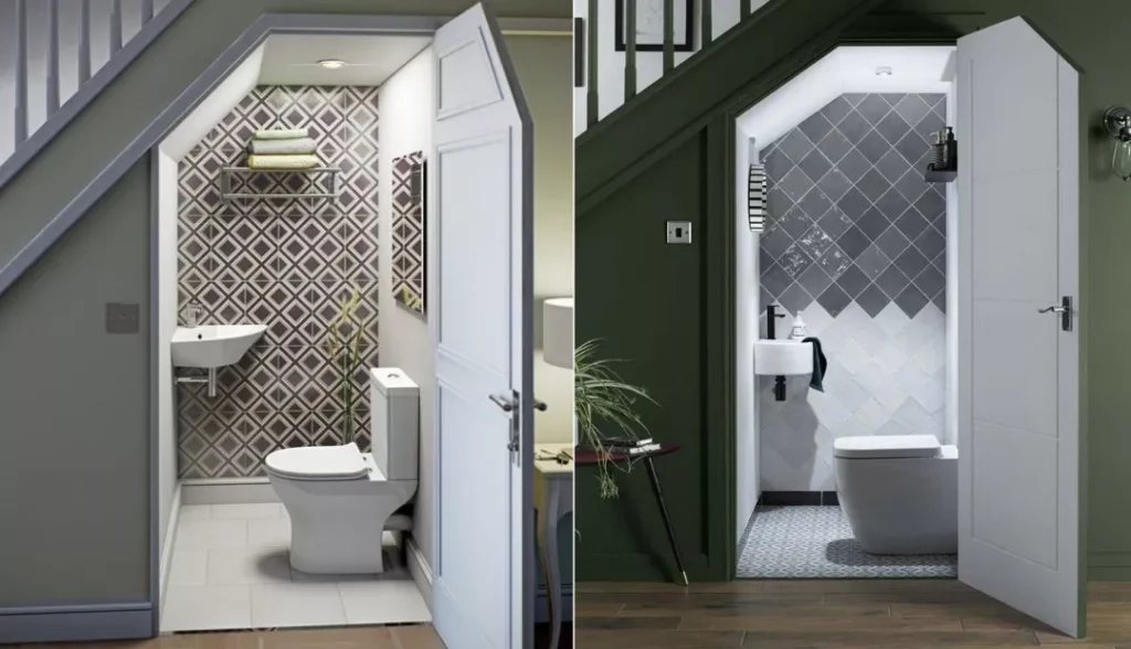 Toilet or cloakroom below stairs