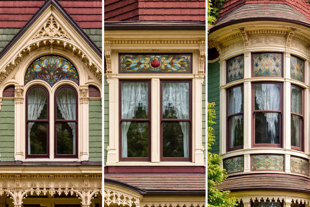 Palladian window set in prominent gable of Victorian Queen Anne home