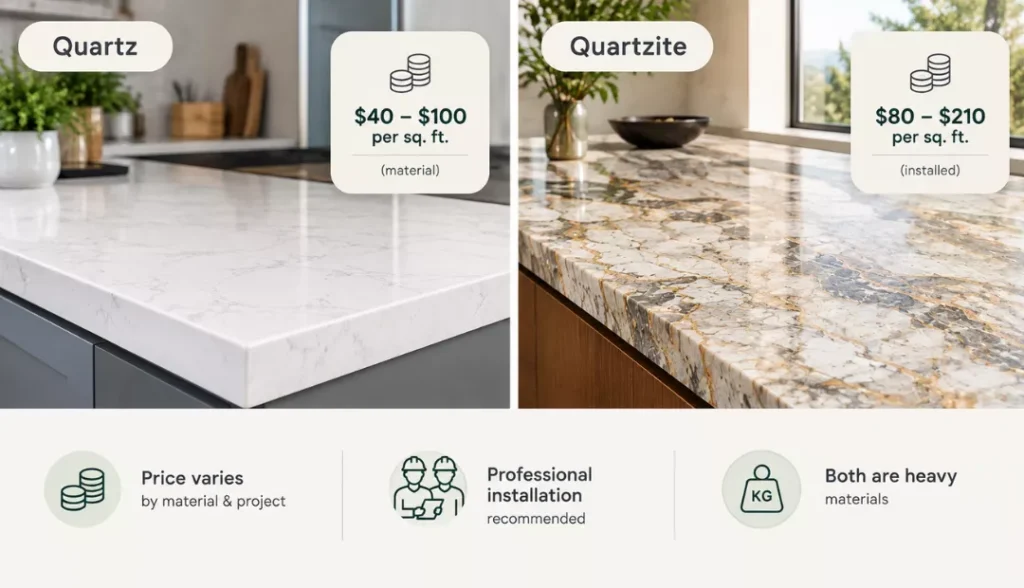 Cost and Installation of Quartz vs. Quartzite Countertops
