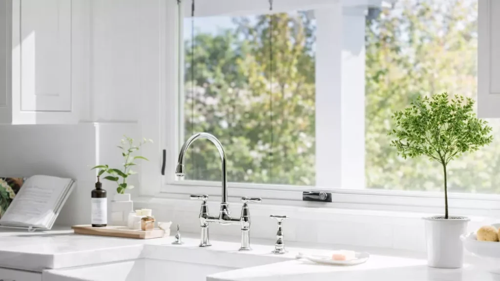 Farmhouse Sink with Subway Tile Cabin Interior Design