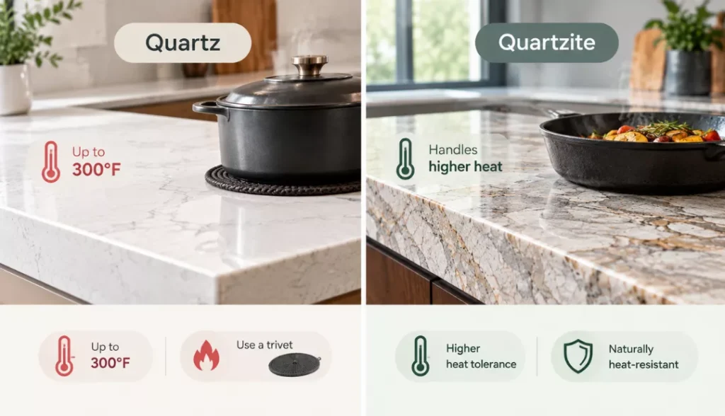Heat Resistance of Quartz vs. Quartzite Countertops