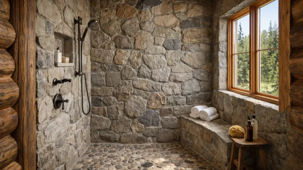 Walk-in Stone Shower