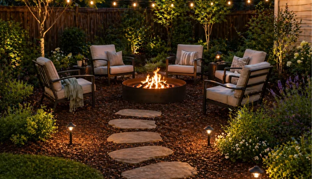 Budget Steel Ring with Mulch & Stepping Stone Path