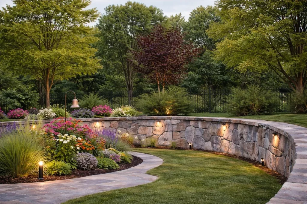 Curved Stone Retaining Wall