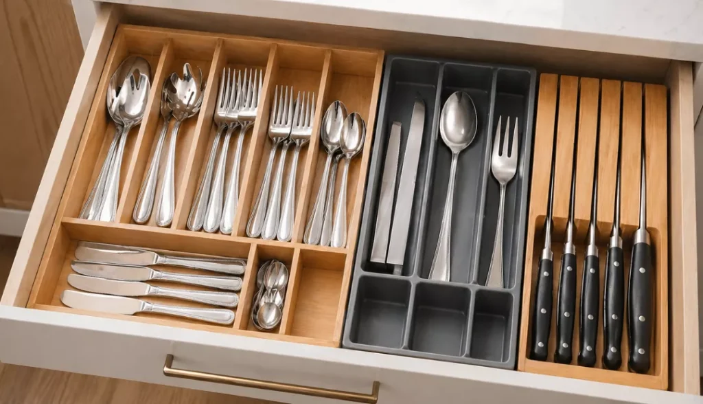 Cutlery and Knife Inserts for organized kitchen drawers