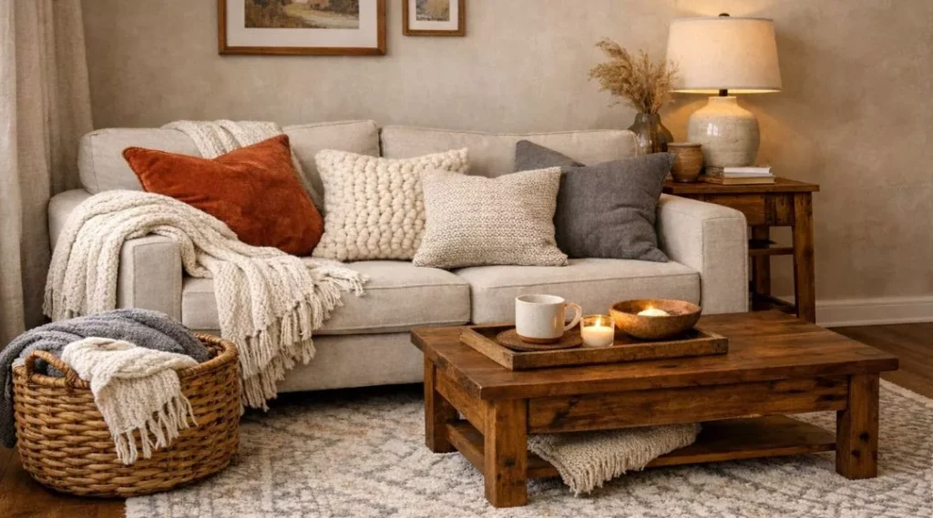 Layer Soft Textiles to Make a Living Room Cozy