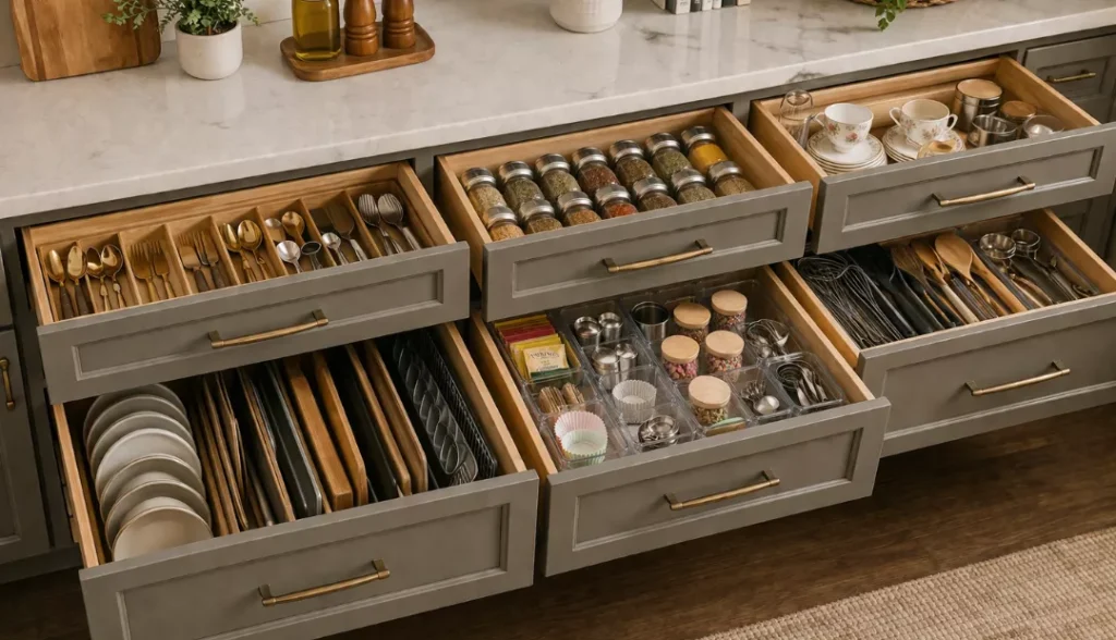 organized kitchen drawers