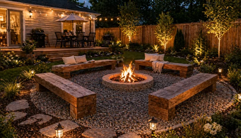 Simple In-Ground Gravel Pit with Log Seating