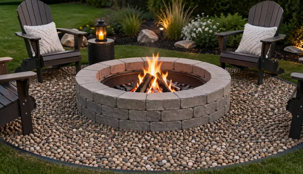 Stacking Concrete Blocks with Pea Gravel