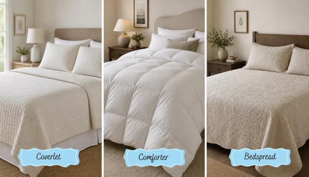 Coverlet vs. Comforter vs. Bedspread
