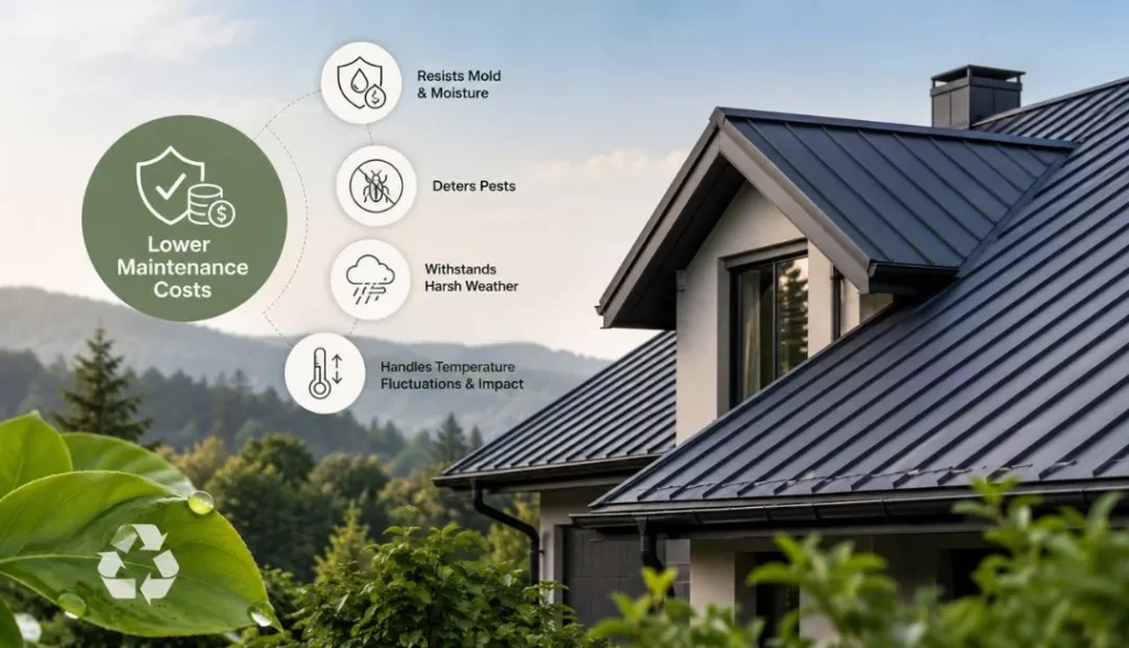 sustainable roofing has low maintenance cost