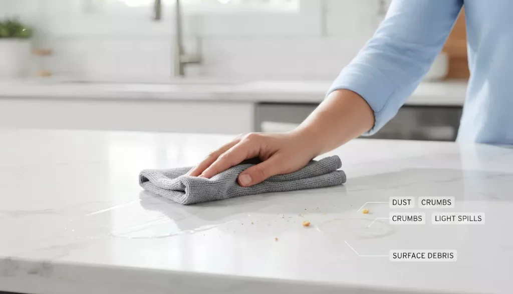 Wipe With Warm Water To Clean Countertops