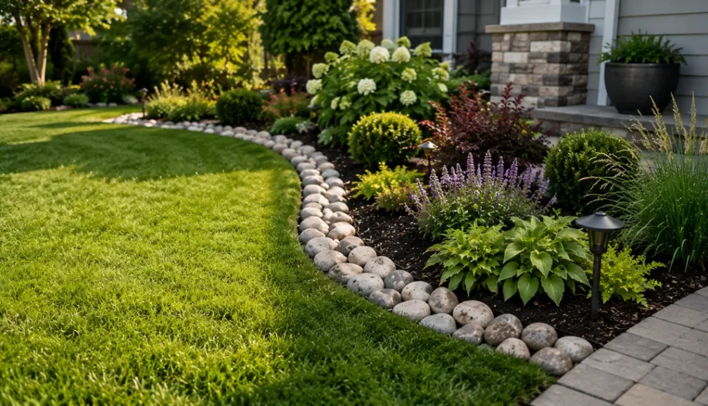 Garden Borders and Edging using River Rock