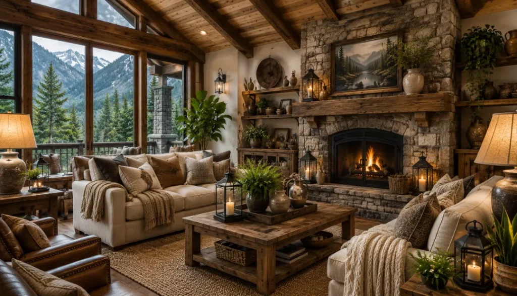 How to create a mountain rustic living room
