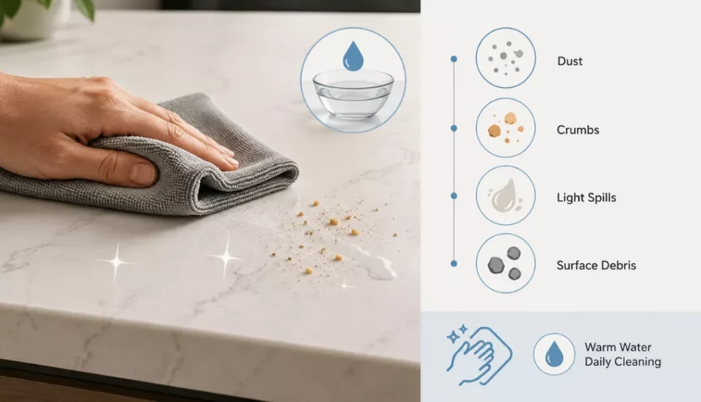 Wipe With Warm Water To Clean Countertops