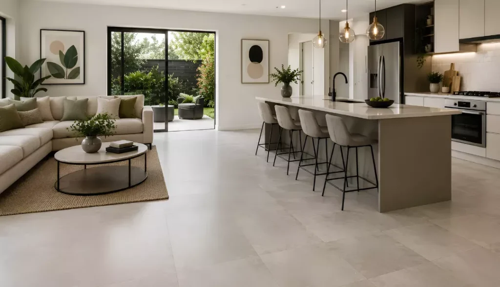 Coordinated open kitchen cabinets
