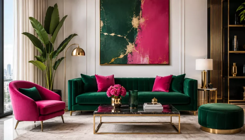Emerald Green and Sharp Fuchsia Pink