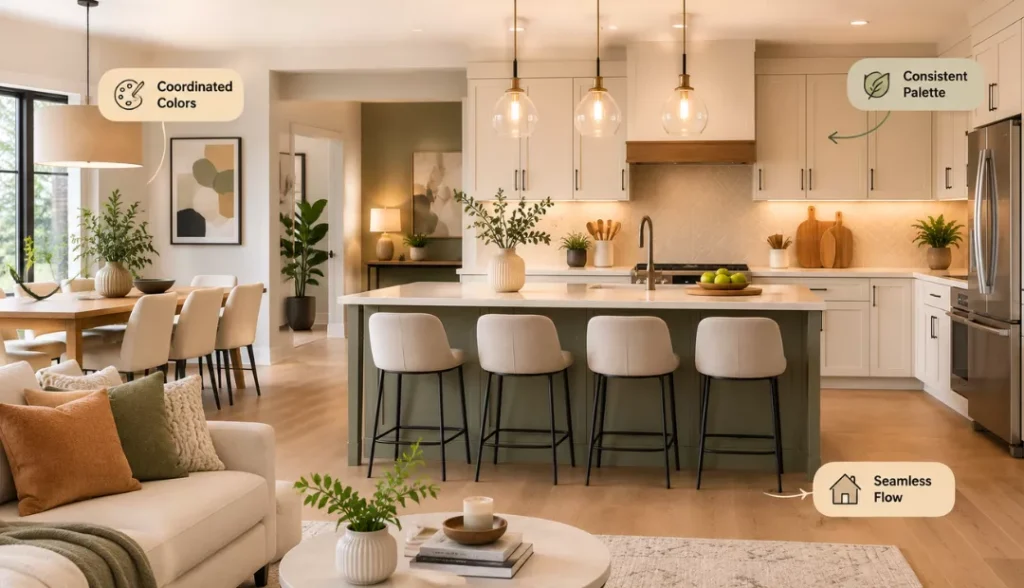 Integrated Color Palettes for Open Kitchen