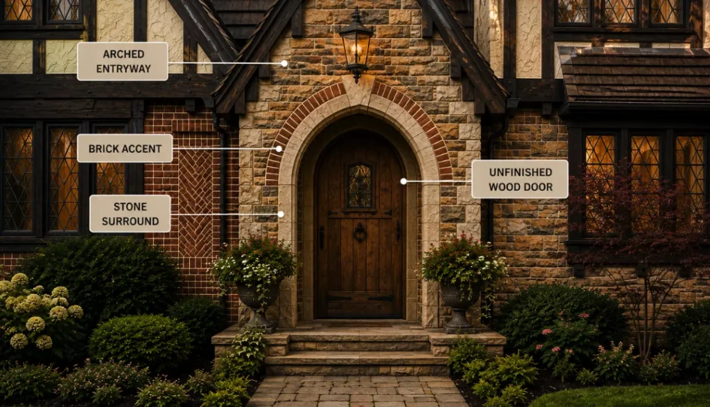 Arched Entryways of Tudor-style house