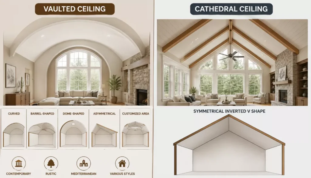 Ceiling Shape: Vaulted Ceiling vs. Cathedral Ceiling