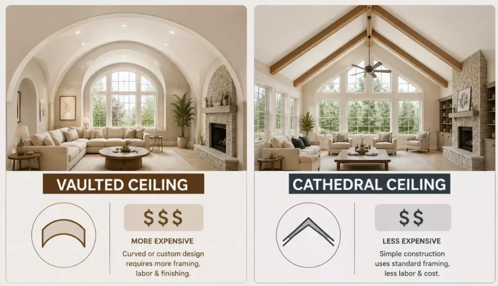 Cost comparision of Vaulted Ceiling vs. Cathedral Ceiling