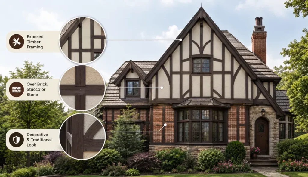 Exposed Timber Framing on Exterior Walls