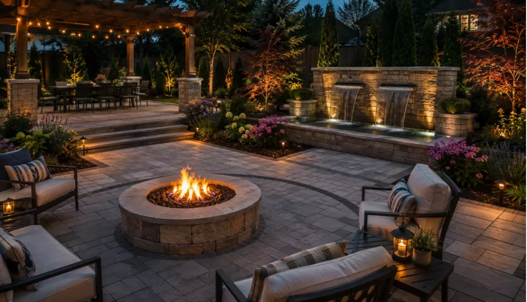 Fire-and-Water Feature Patio