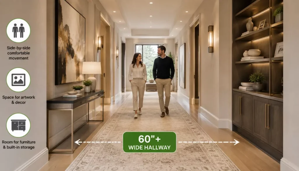 Hallway widths in modern and luxury homes
