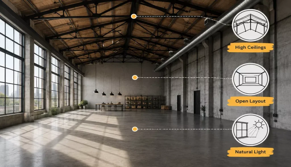 High Ceilings and Open Layouts