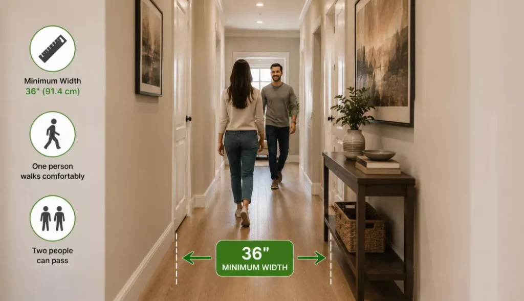 Minimum residential hallway width