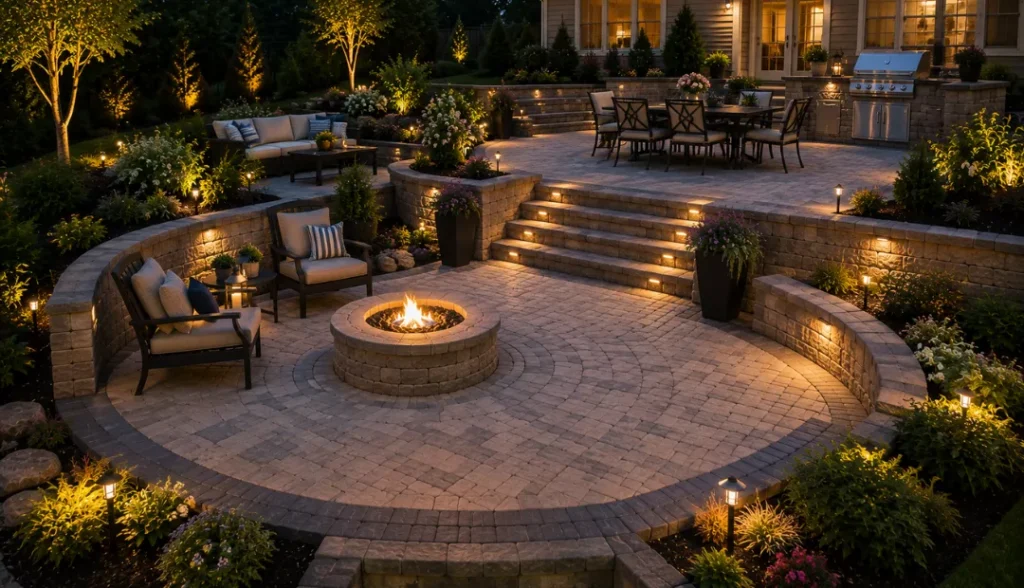 Multi-Level Backyard Paver Patio