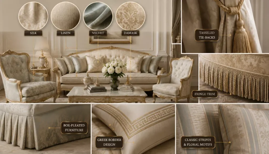 Neoclassical fabrics and upholstery