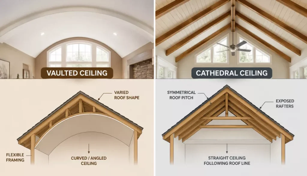 Roof Structure Vaulted Ceiling vs. Cathedral Ceiling