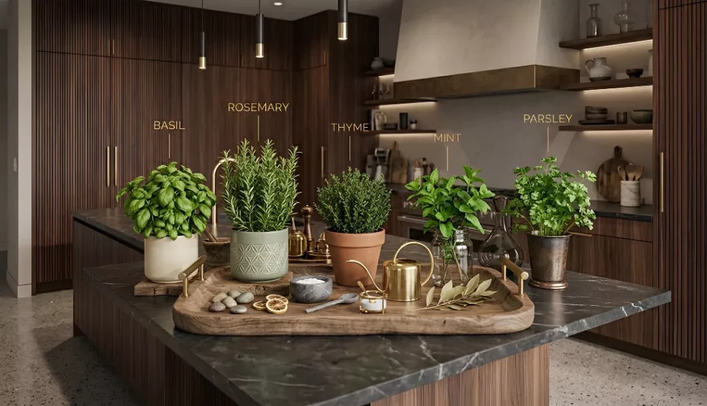 Display Fresh Kitchen Herbs