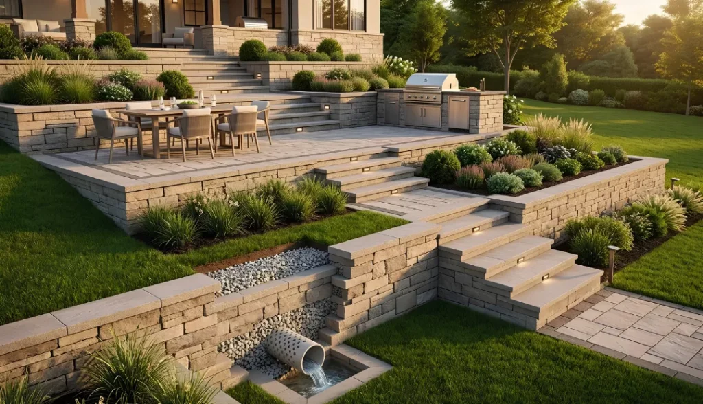 Paver Steps for Multi-Level Terraces