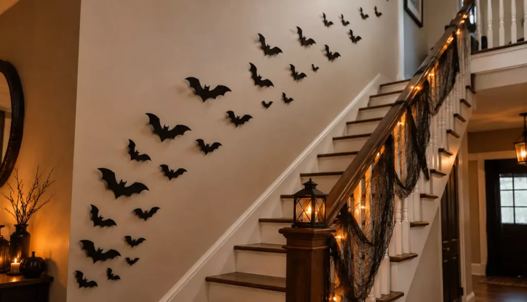 Halloween bat wall staircase deco