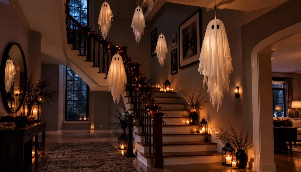 Hanging ghosts on a staircase