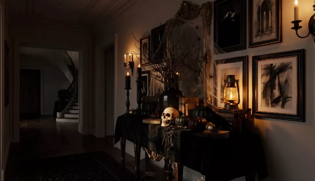 Spookey lights at entryway